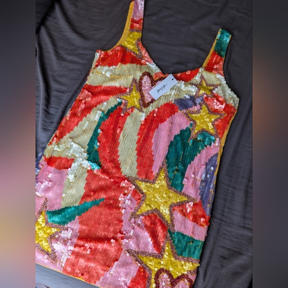 NWT Nasty Gal Sequin Star And Heart Mini Dress - Picture 3 of 4